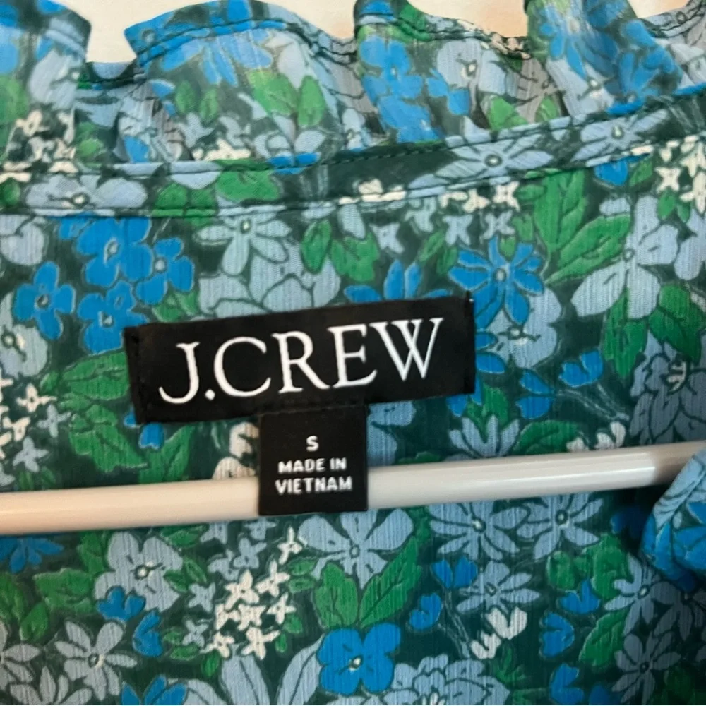 J Crew Ruffle Trim Short Sleeve Top in Hyacinth Fields Floral Print Women's S
